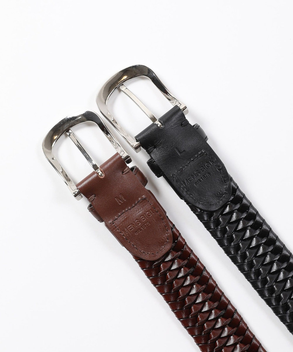 MEN'S BIGI 【DOMODOSSOLA】レザーメッシュプレーンベルト ブラック