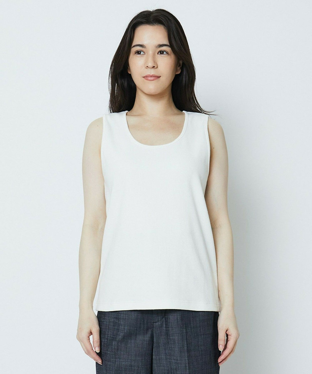 MOGA [スタイリスト村山佳世子コラボ]コットンテレコストレッチタンクトップ オフホワイト