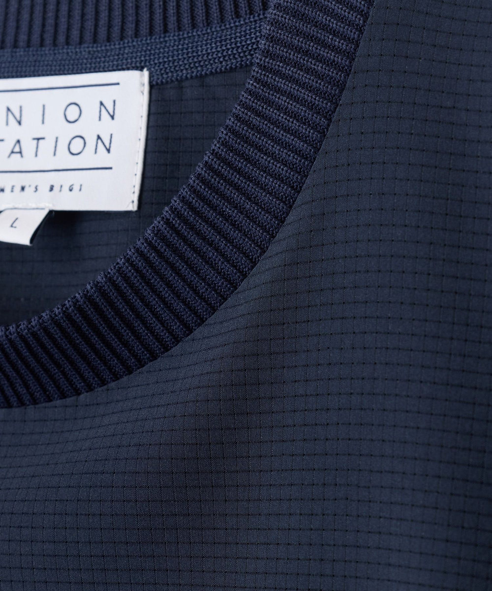 UNION STATION ドットメッシュドローコードTシャツ〈ストレッチ・マシンウォッシャブル・軽量・接触冷感・通気性〉 ネイビー