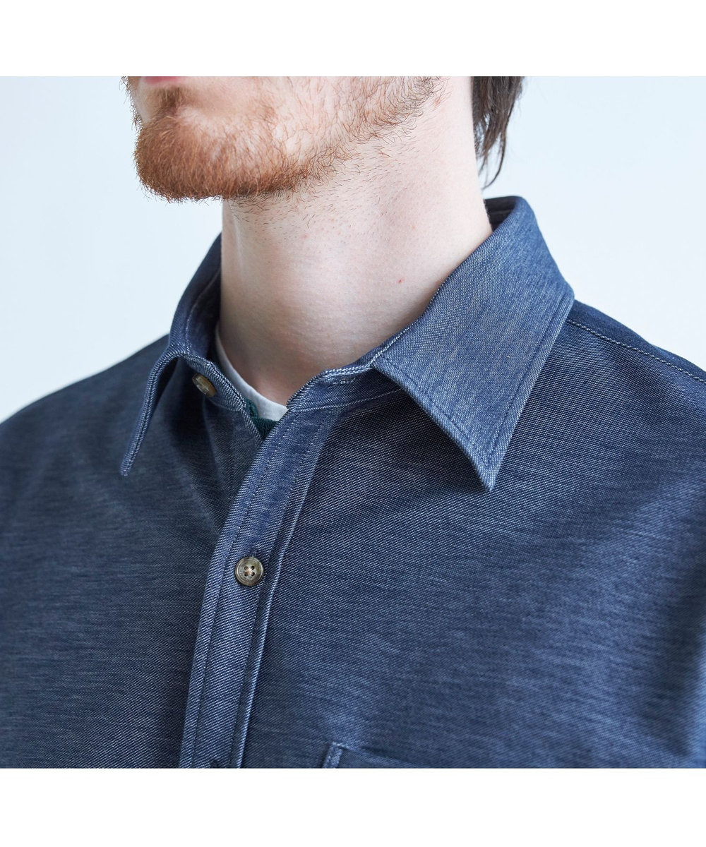 MEN'S BIGI デニムジャージ シャツブルゾン＜ストレッチ＞ ネイビー