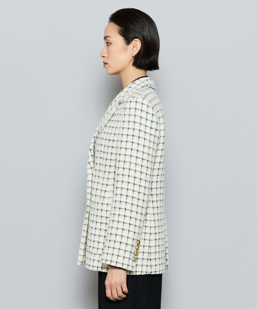 L'EQUIPE COUTURIER LINTONツイードテーラードジャケット オフホワイト