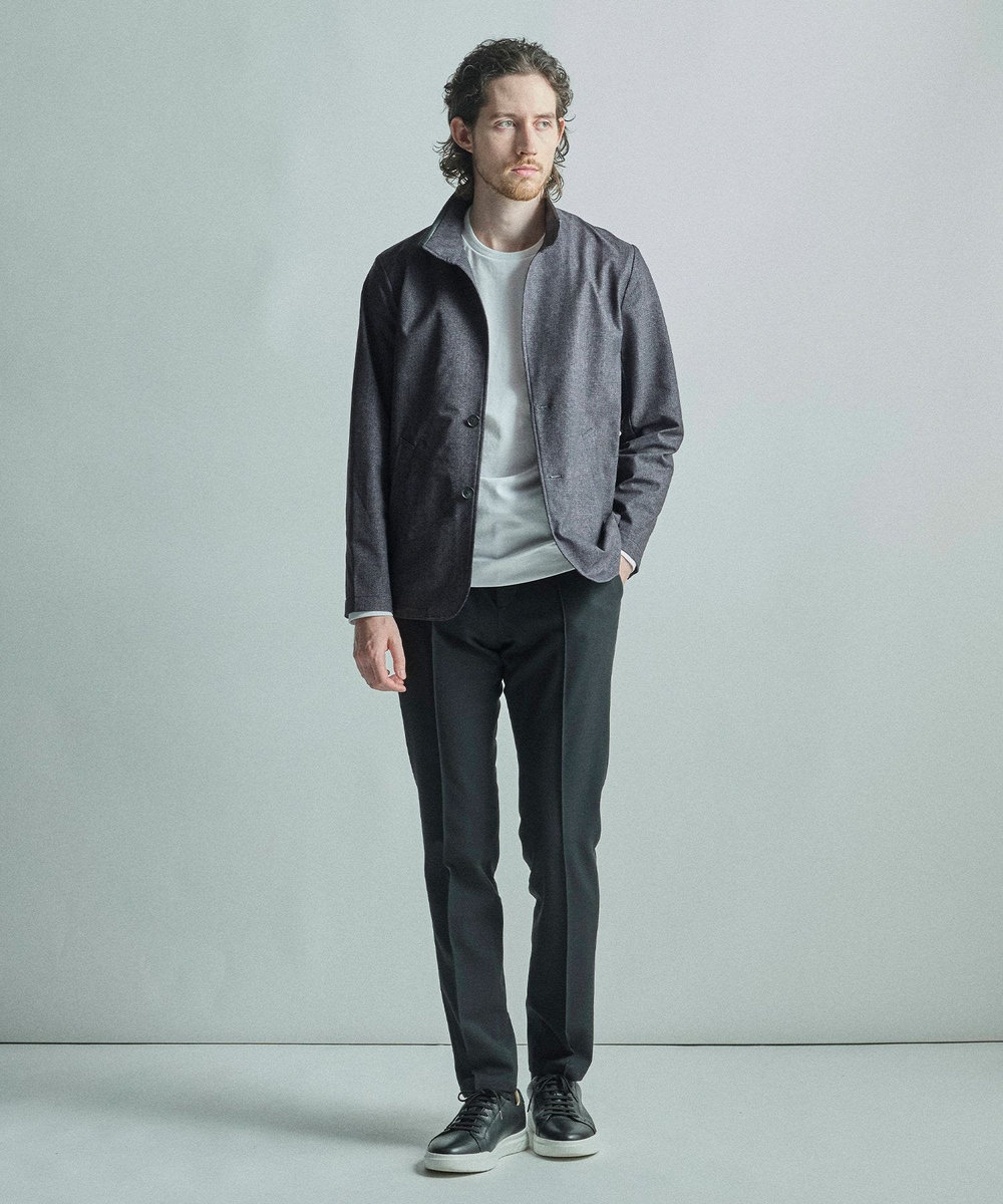 MEN'S BIGI ドットエアーヘリンボーンプリントスタンドカラージャケット＜保温/透湿/撥水/防シワ/ストレッチ＞ ブラック系その他