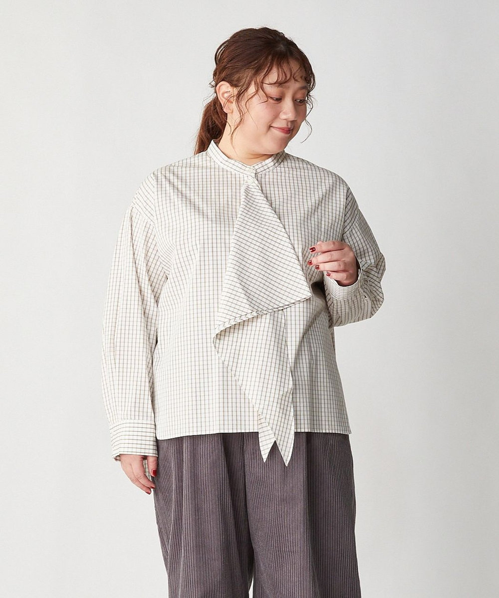feerique Lサイズ（大きいサイズ） 【大きいサイズ】feerique タイプライターフリルシャツ チェック