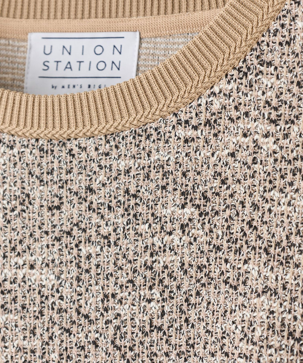 UNION STATION ツイードライクスラブジャガードカットソー ベージュ