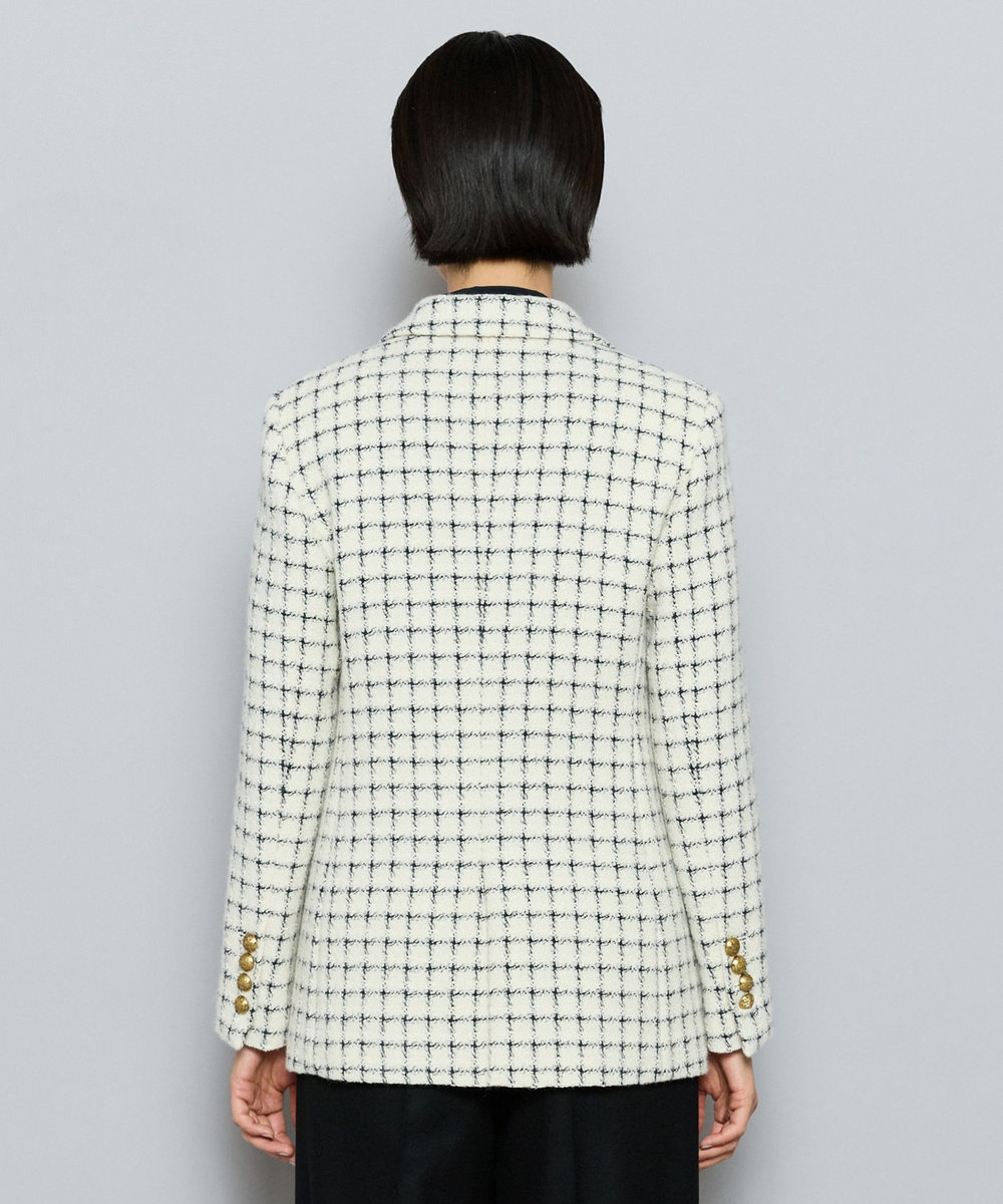 L'EQUIPE COUTURIER LINTONツイードテーラードジャケット オフホワイト