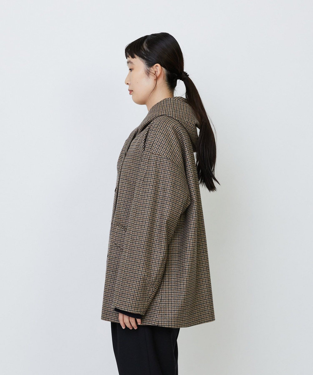 LOISIR フーディショートコート チェック