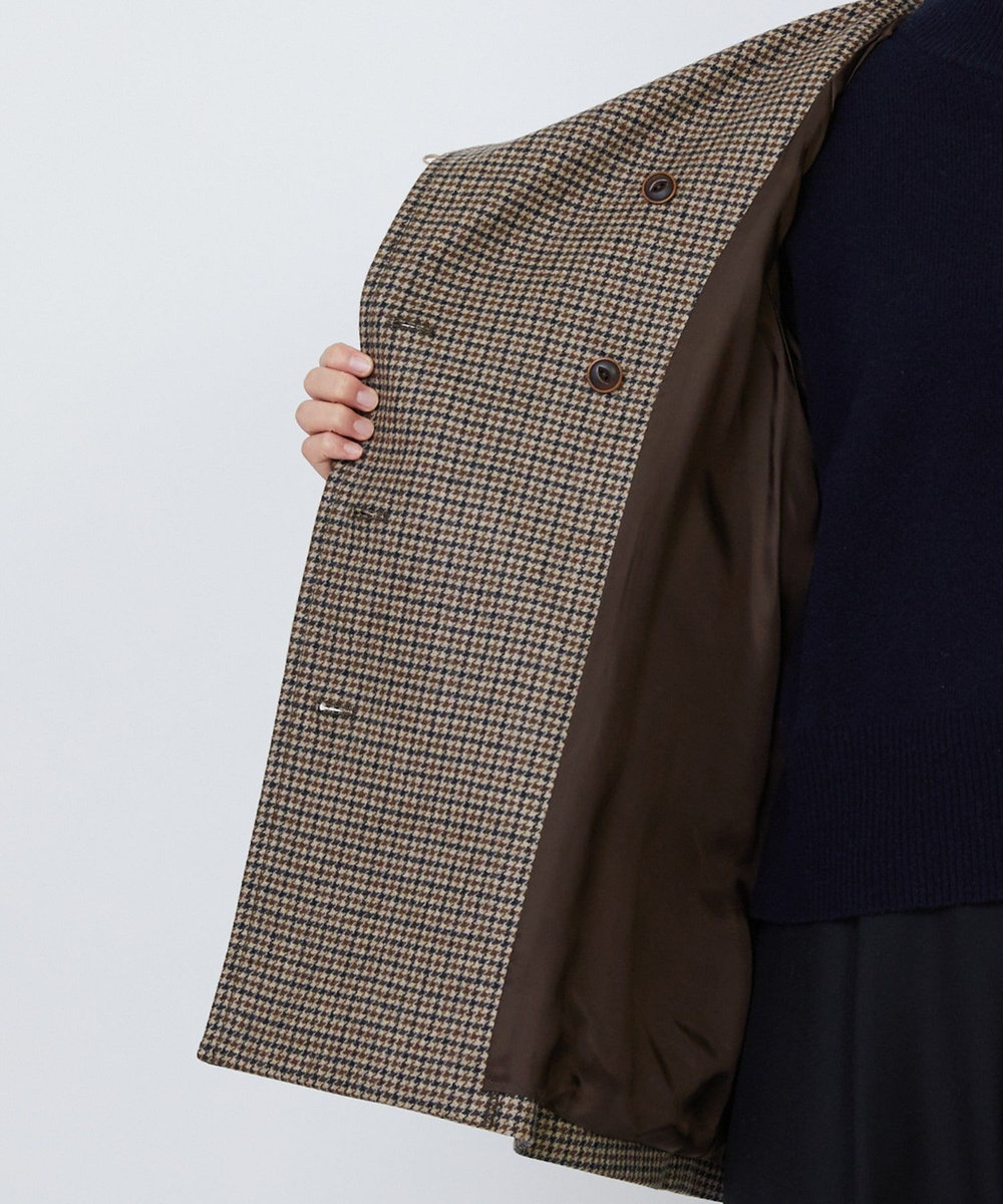 LOISIR フーディショートコート チェック