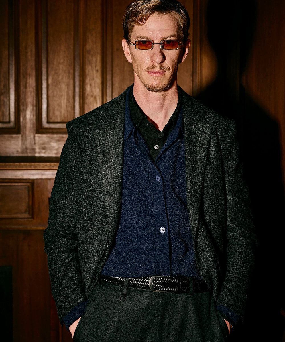 MEN'S BIGI Lanificio Romaウールジャージライクジャケット チャコールグレー