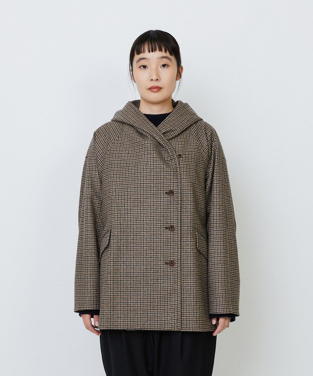 LOISIR フーディショートコート チェック