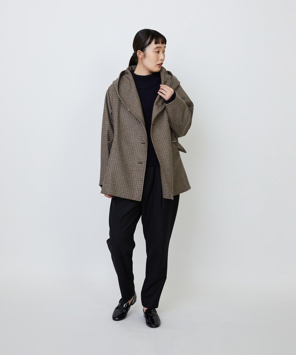 LOISIR フーディショートコート チェック