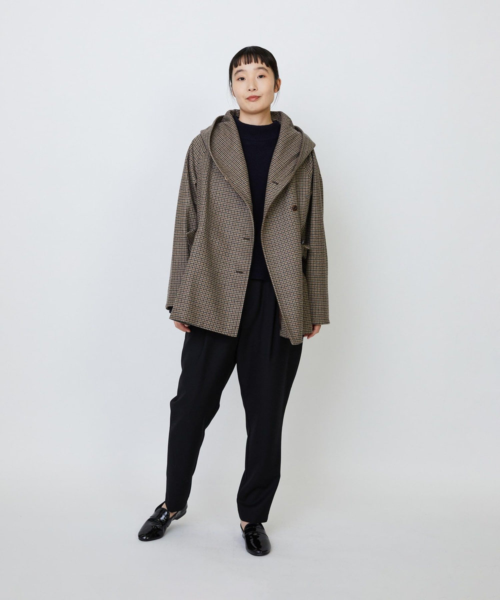 LOISIR フーディショートコート チェック