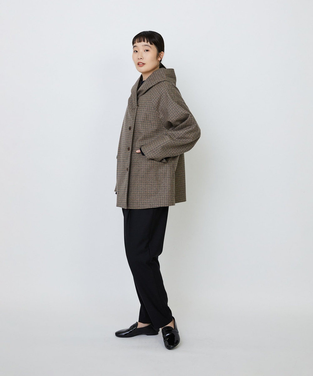 LOISIR フーディショートコート チェック