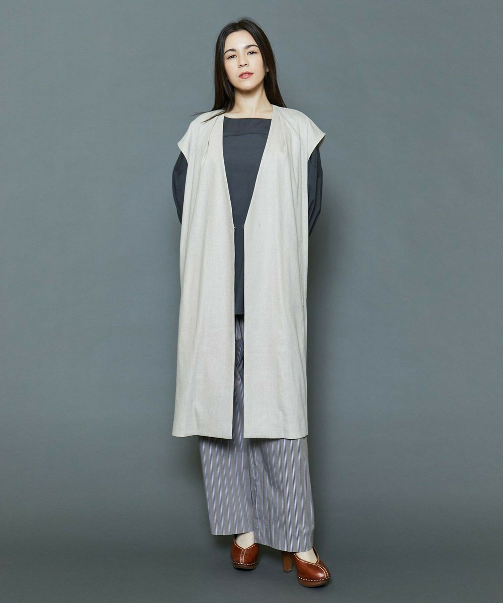 MOGA Collection [MOGA Collection]ハイパーストレッチリネンロングジレ ベージュ