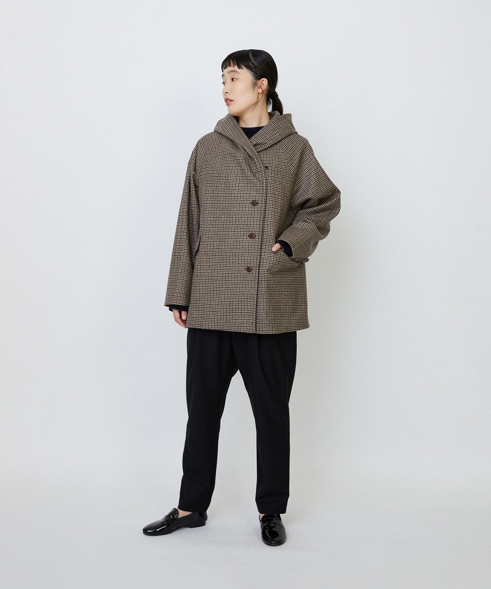 LOISIR フーディショートコート チェック
