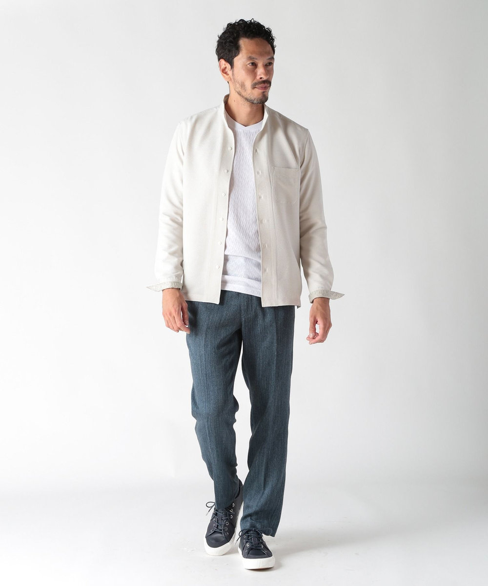 MEN'S BIGI デニム調ツイードストレッチパンツ ブルー