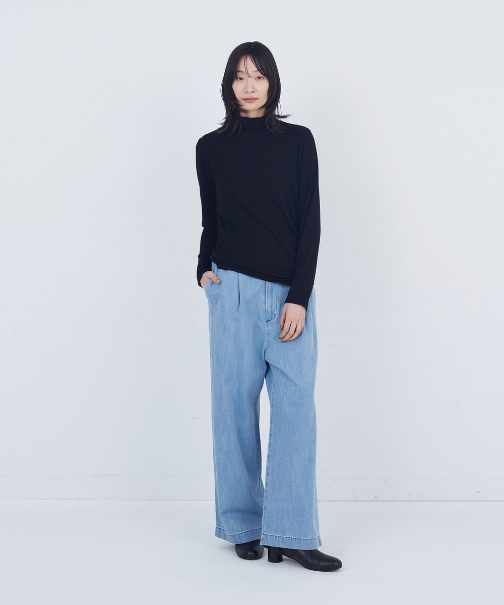 ADIEU TRISTESSE ガーゼベア天竺タートルネックカットソープルオーバー ブラック