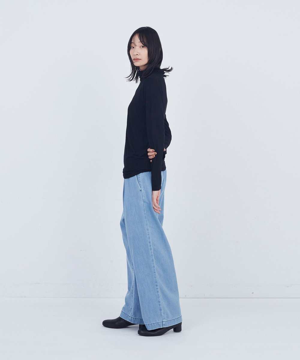 ADIEU TRISTESSE ガーゼベア天竺タートルネックカットソープルオーバー ブラック