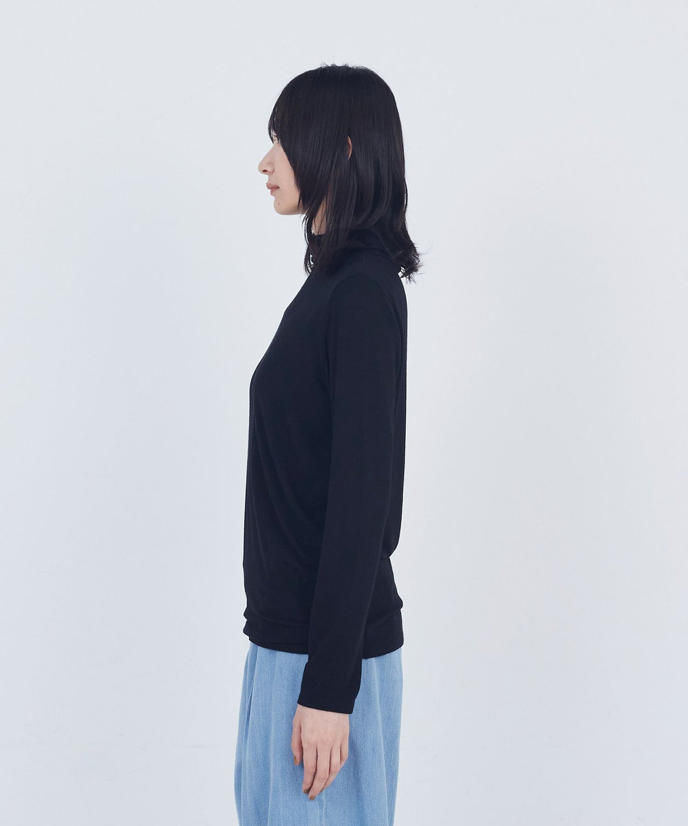 ADIEU TRISTESSE ガーゼベア天竺タートルネックカットソープルオーバー ブラック