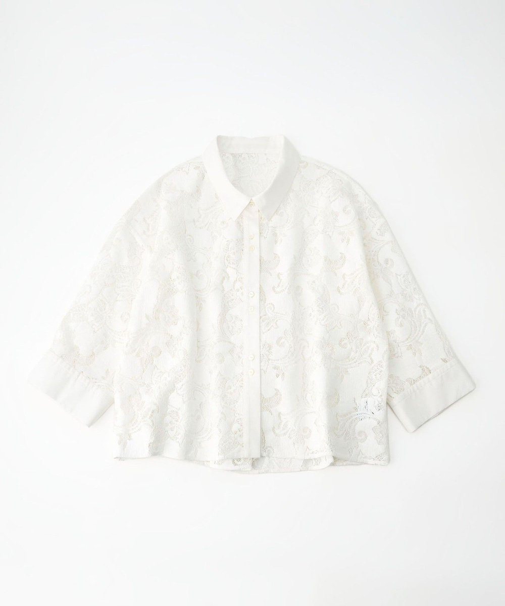 feerique feerique レースコットン混シャツ ホワイト