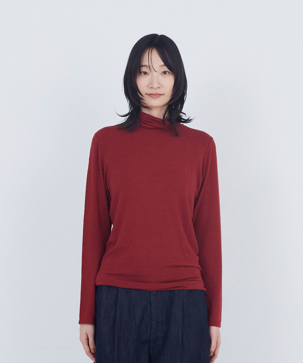 ADIEU TRISTESSE ガーゼベア天竺タートルネックカットソープルオーバー レッド