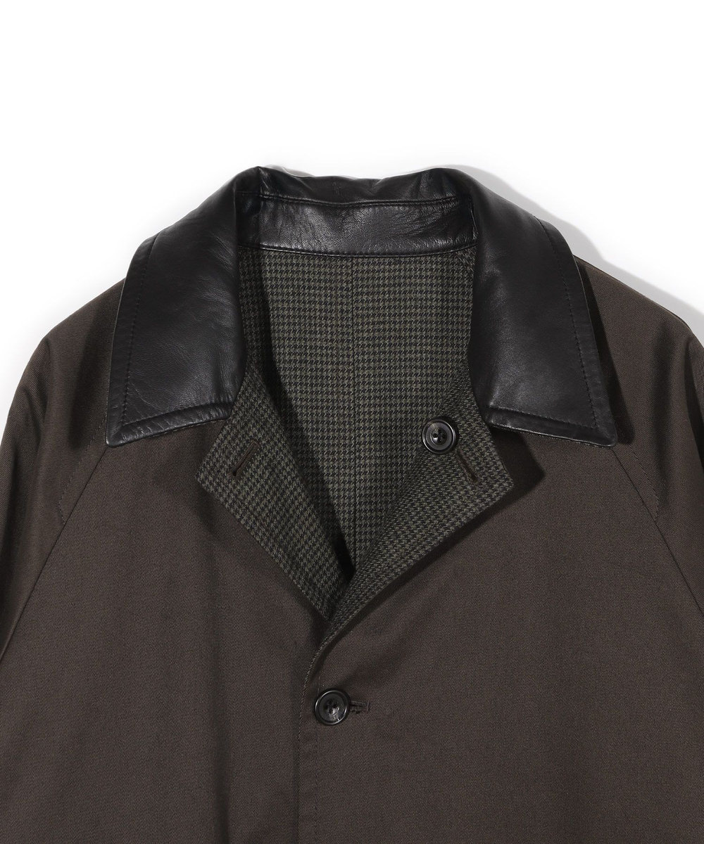 MEN'S BIGI 【50th Anniv . 中田 慎介】 COTTON TWILL x WOOL HOUND'S TOOTH REVERSIBLE COAT ブラウン
