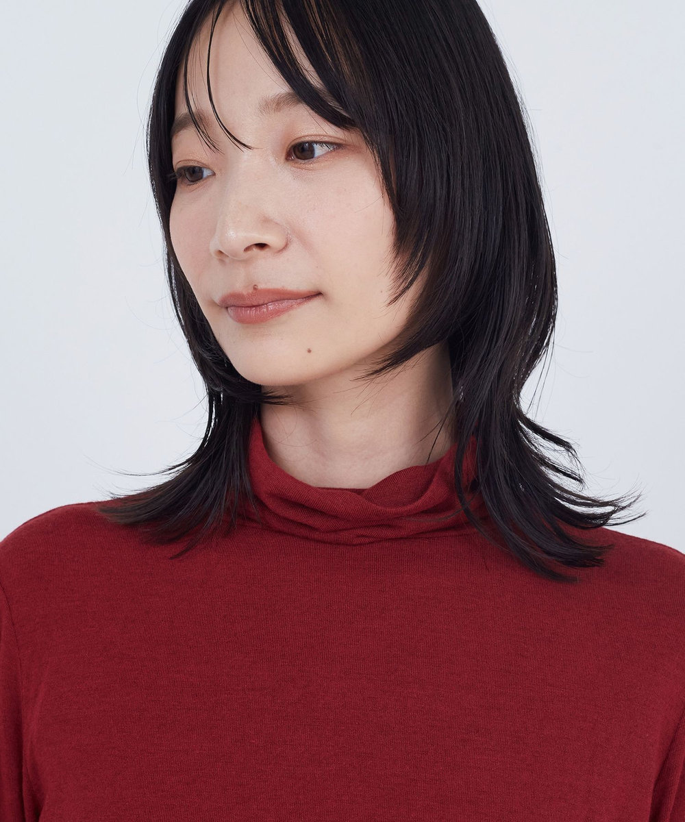 ADIEU TRISTESSE ガーゼベア天竺タートルネックカットソープルオーバー レッド