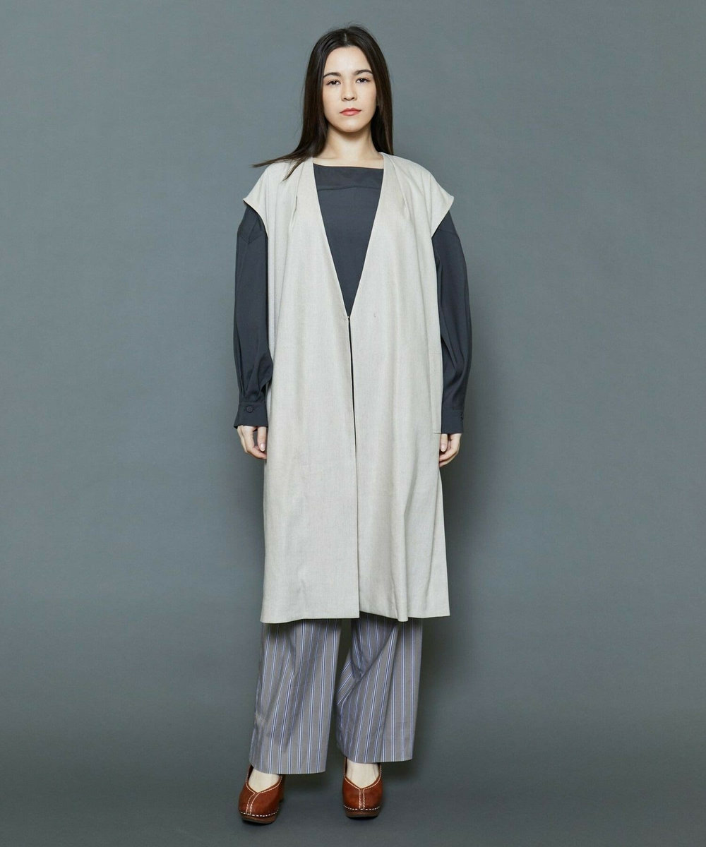 MOGA Collection [MOGA Collection]ハイパーストレッチリネンロングジレ ベージュ