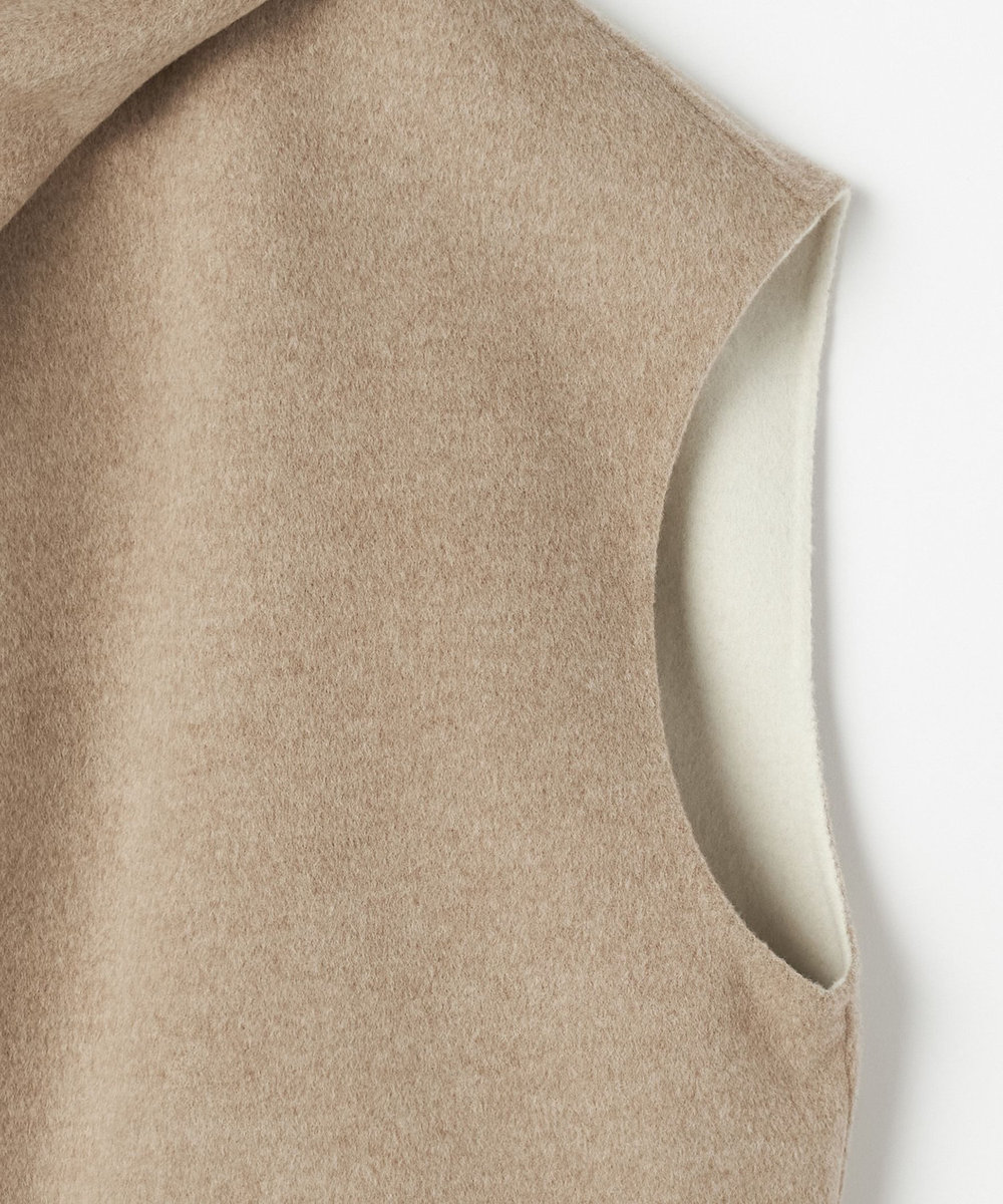 DÉPAREILLÉ DOUBLE FACE BEAVER PONCHO GILET / ダブルフェイスビーバーポンチョジレ ベージュ