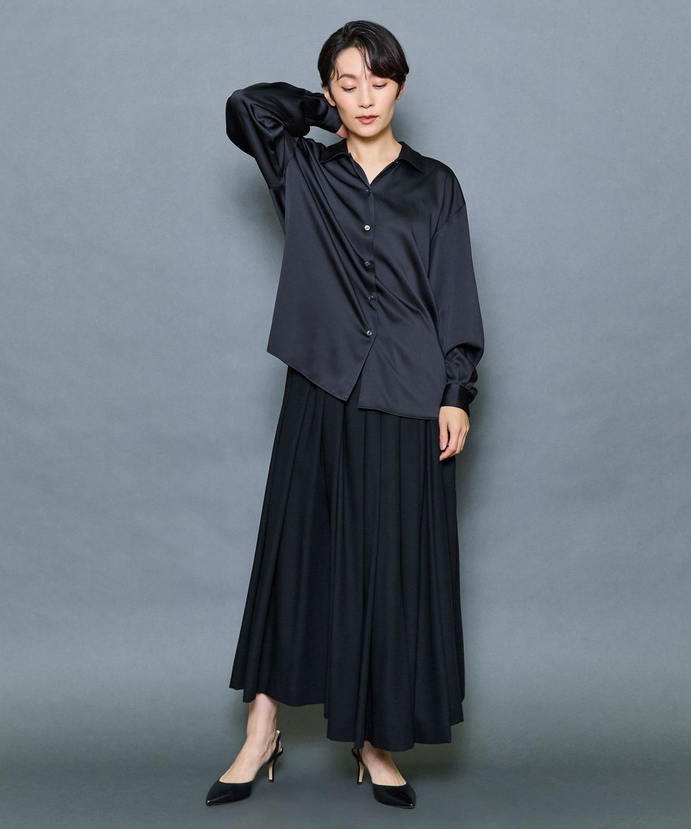MOGA Collection MOGA Collection ドレープサテンブラウス ブラック