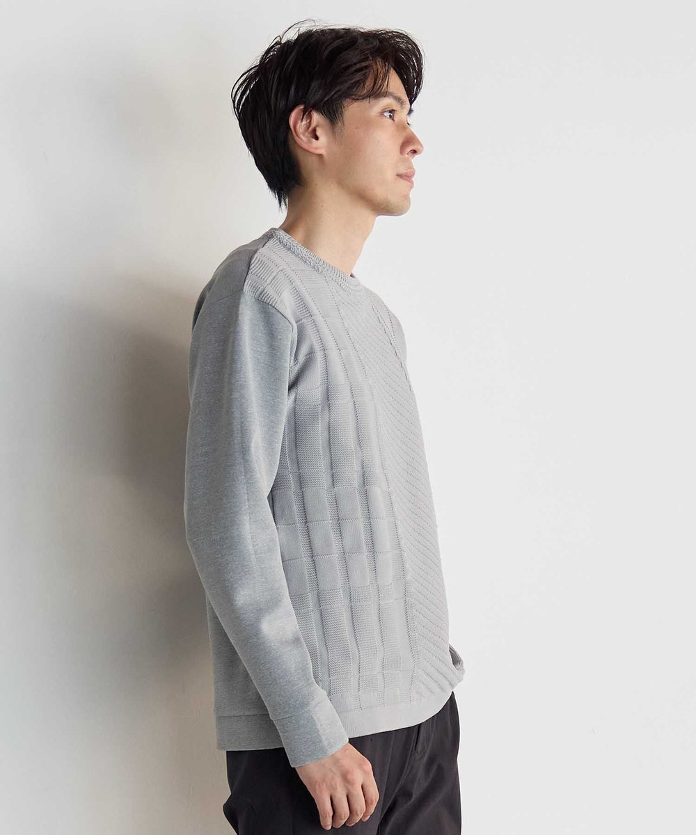 UNION STATION ニット×ダンボールクルーネックスウェット グレー