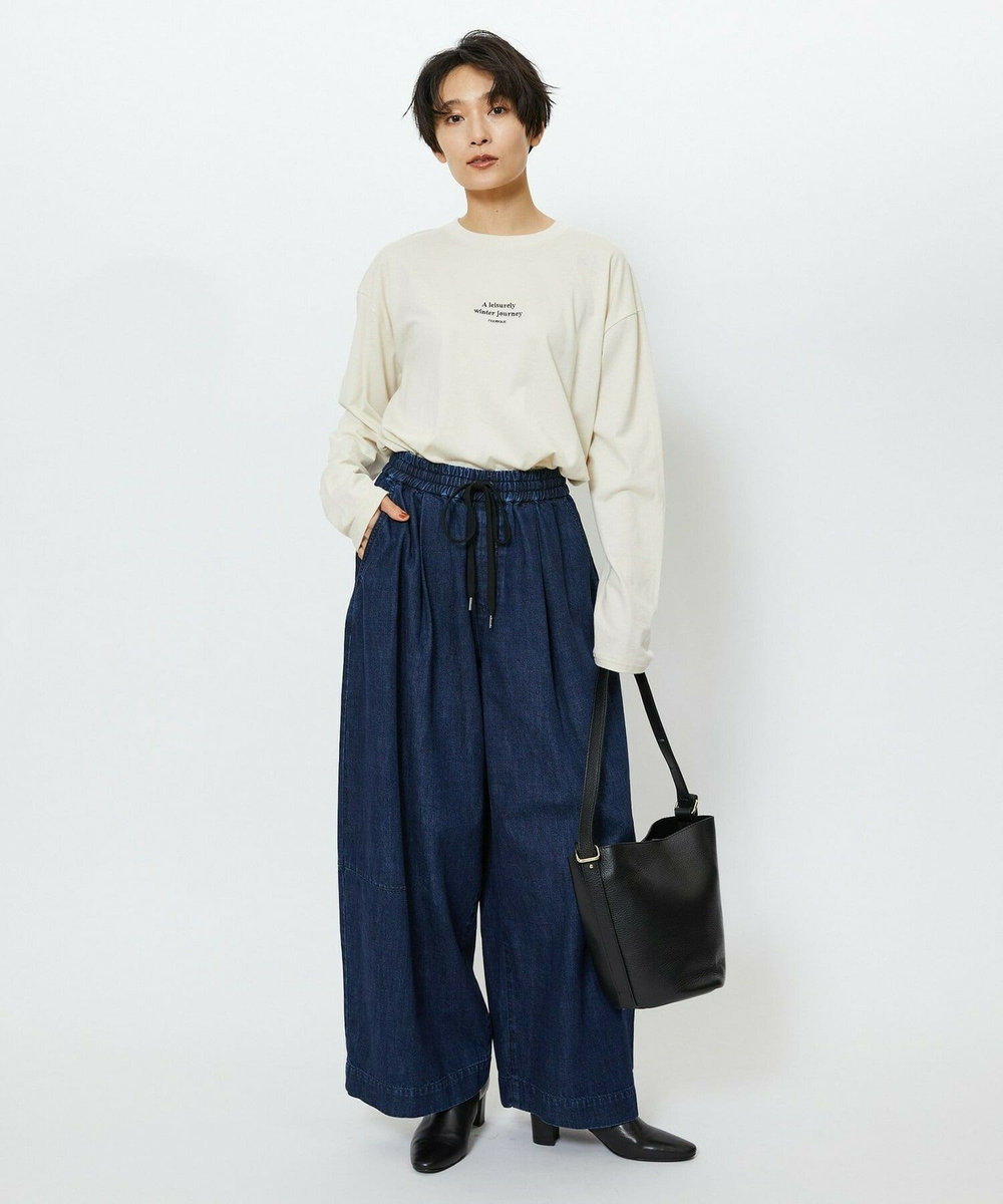 feerique Lサイズ（大きいサイズ） 【大きいサイズ】feerique　デニムコクーンシルエットワイドパンツ ネイビー