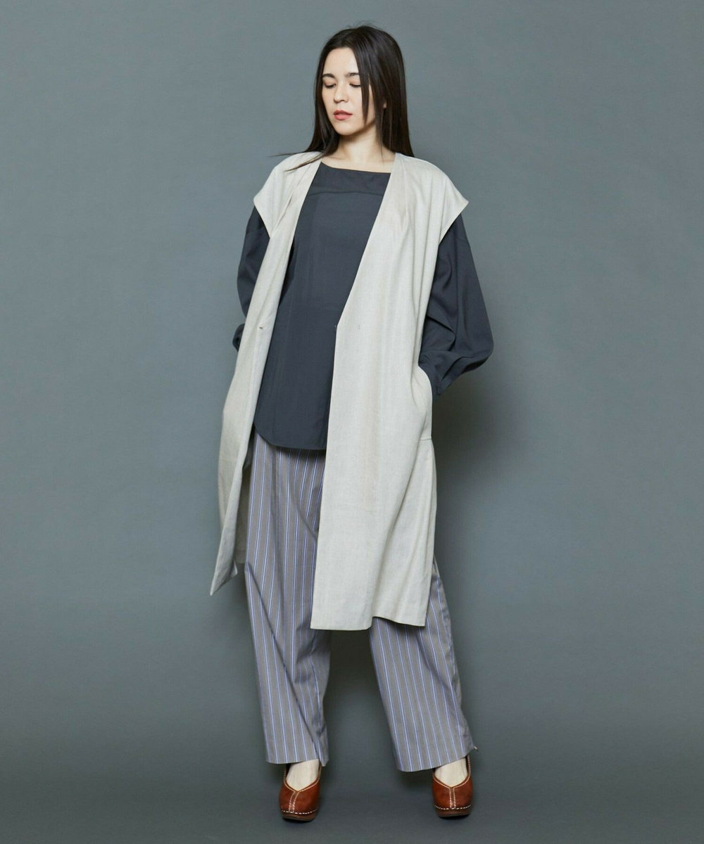 MOGA Collection [MOGA Collection]ハイパーストレッチリネンロングジレ ベージュ