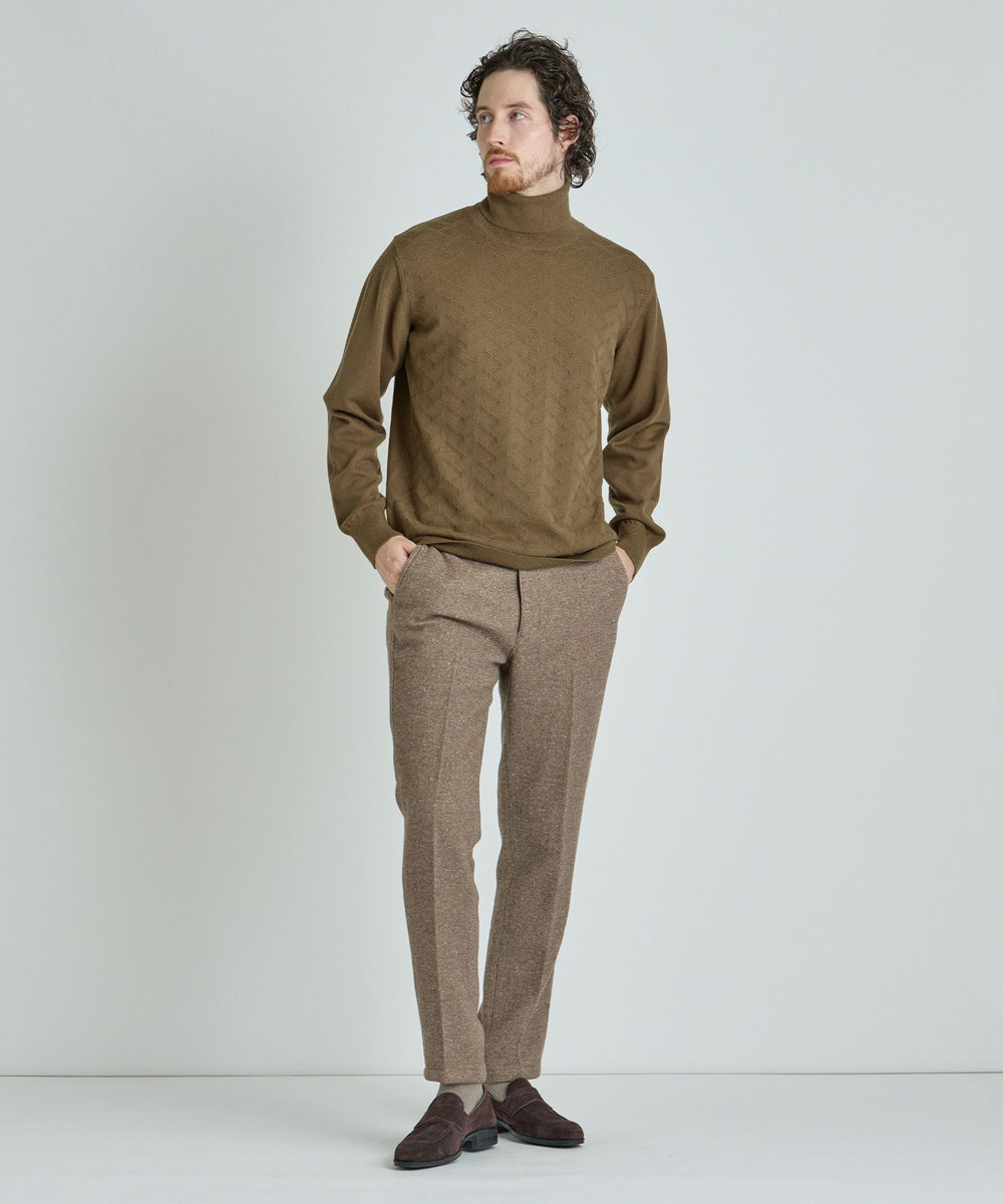 MEN'S BIGI 【ACTIVE TAILOR/アクティブテイラー】12Gジャカードタートルネックニット モカ