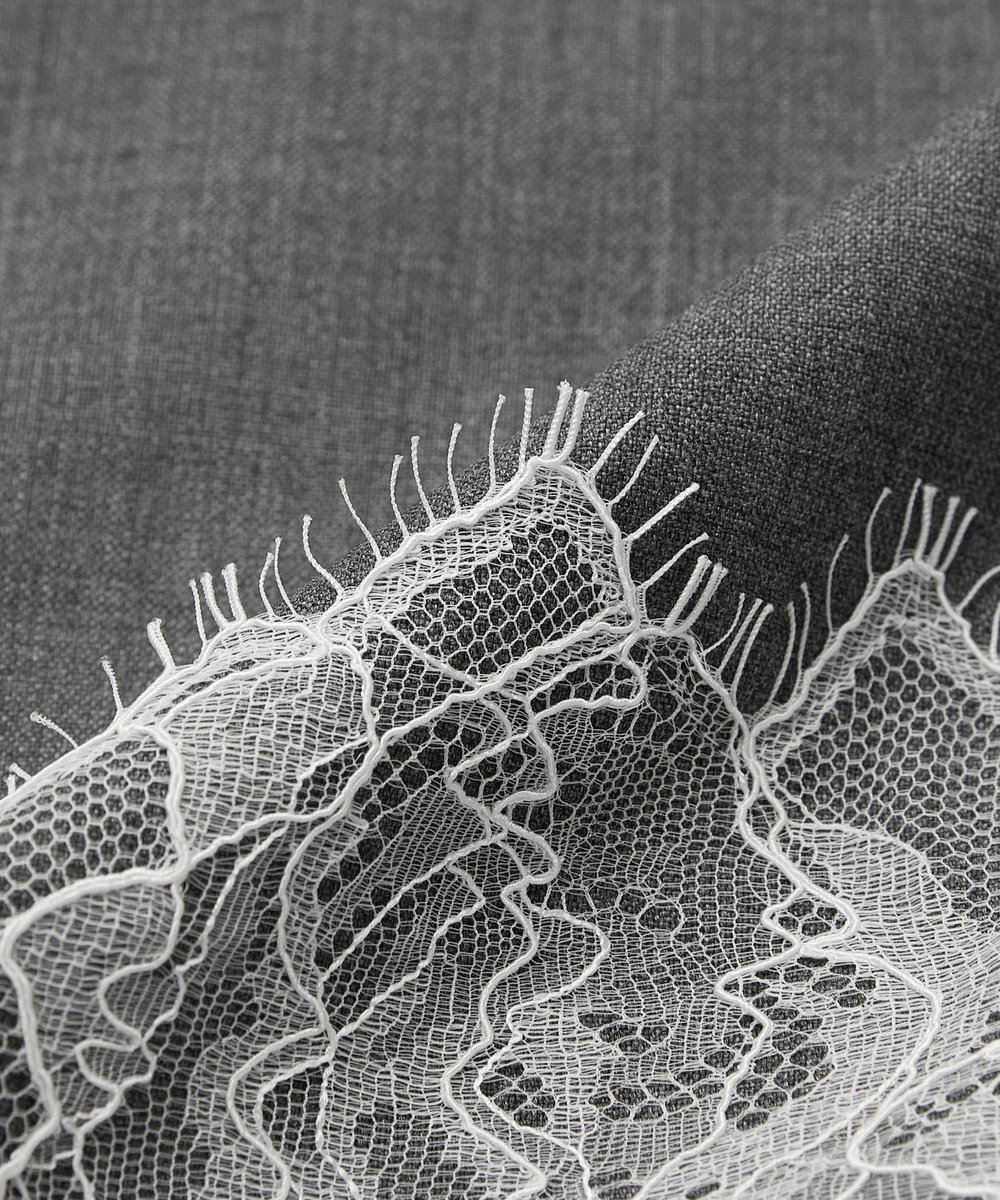 DÉPAREILLÉ VISCORSE WOOL LACE SLEEVELESS BLOUSE / ヴィスコースウールレーススリーブレスブラウス グレー