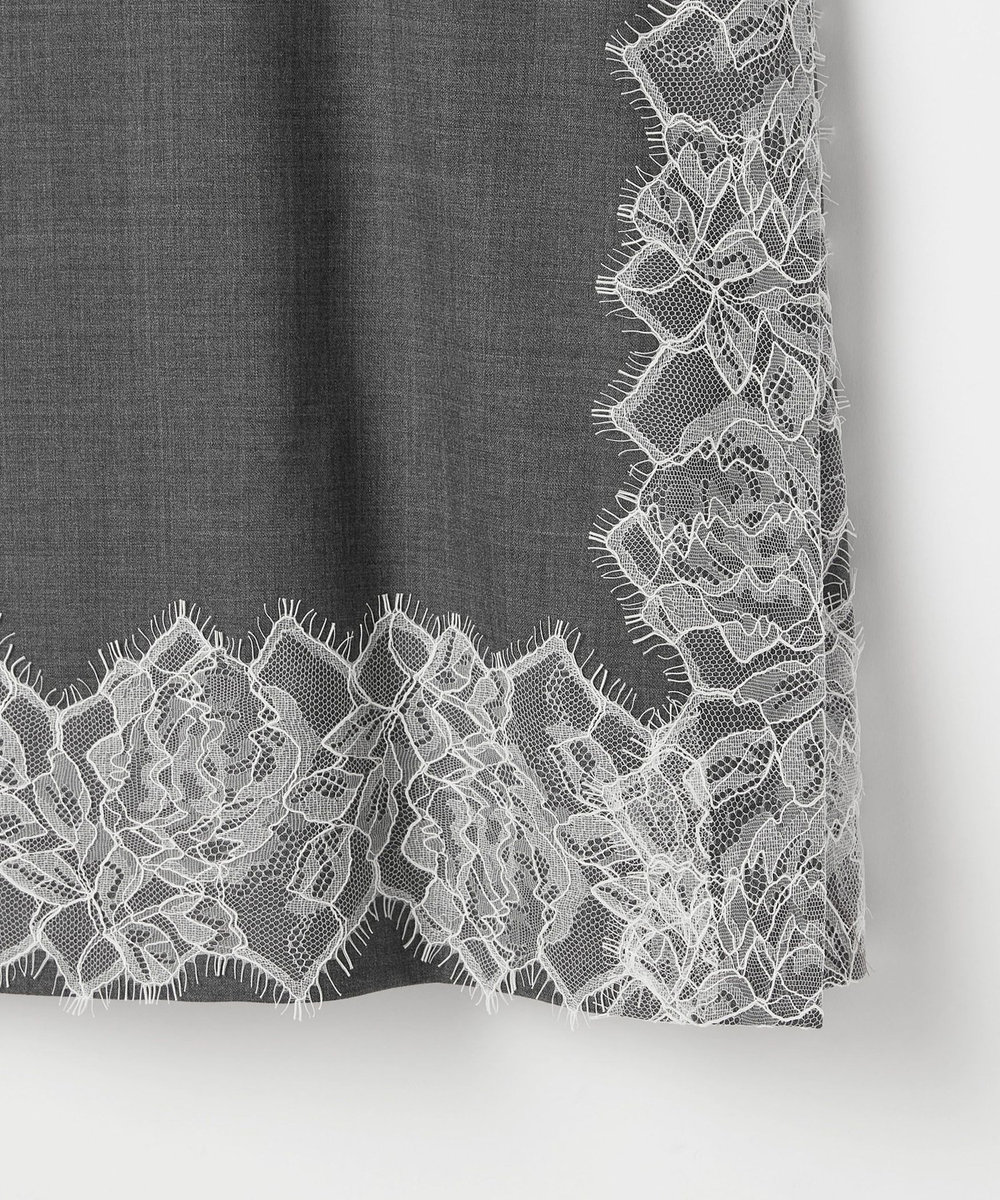 DÉPAREILLÉ VISCORSE WOOL LACE SLEEVELESS BLOUSE / ヴィスコースウールレーススリーブレスブラウス グレー