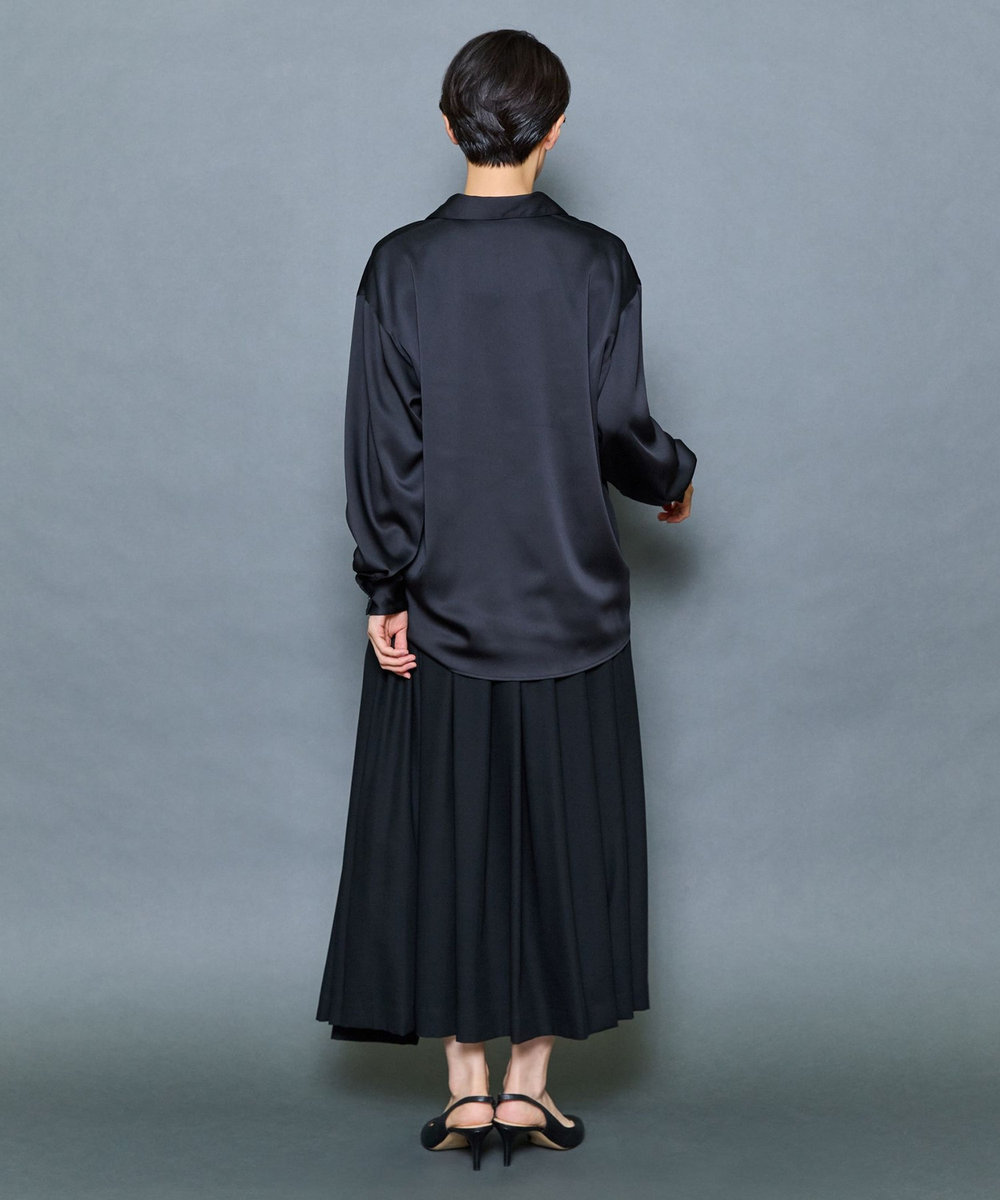 MOGA Collection MOGA Collection ドレープサテンブラウス ブラック