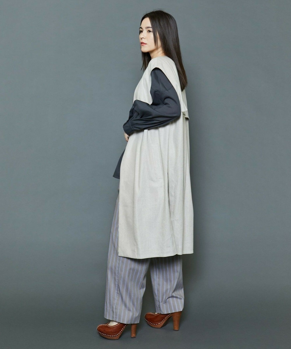 MOGA Collection [MOGA Collection]ハイパーストレッチリネンロングジレ ベージュ