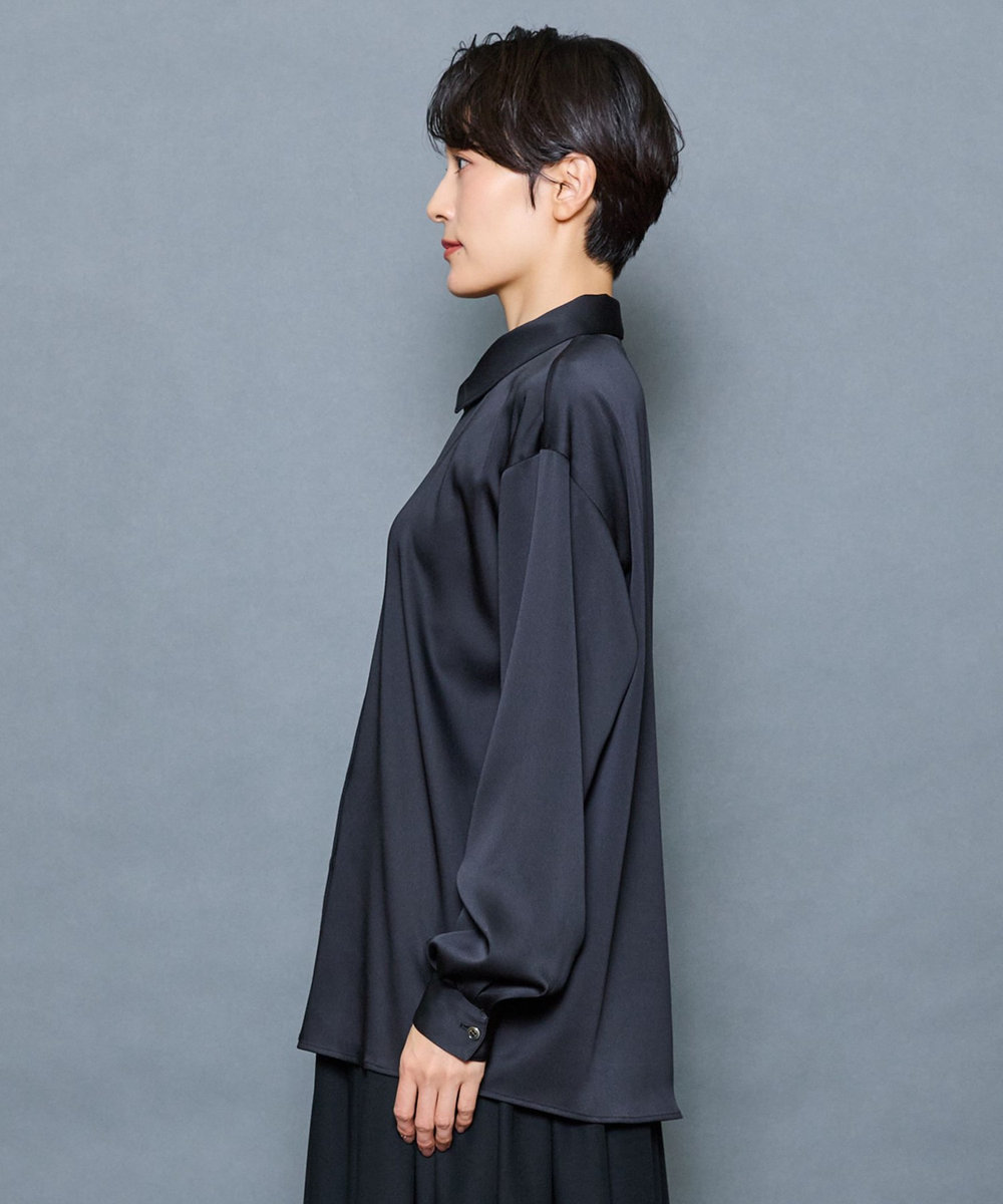 MOGA Collection MOGA Collection ドレープサテンブラウス ブラック