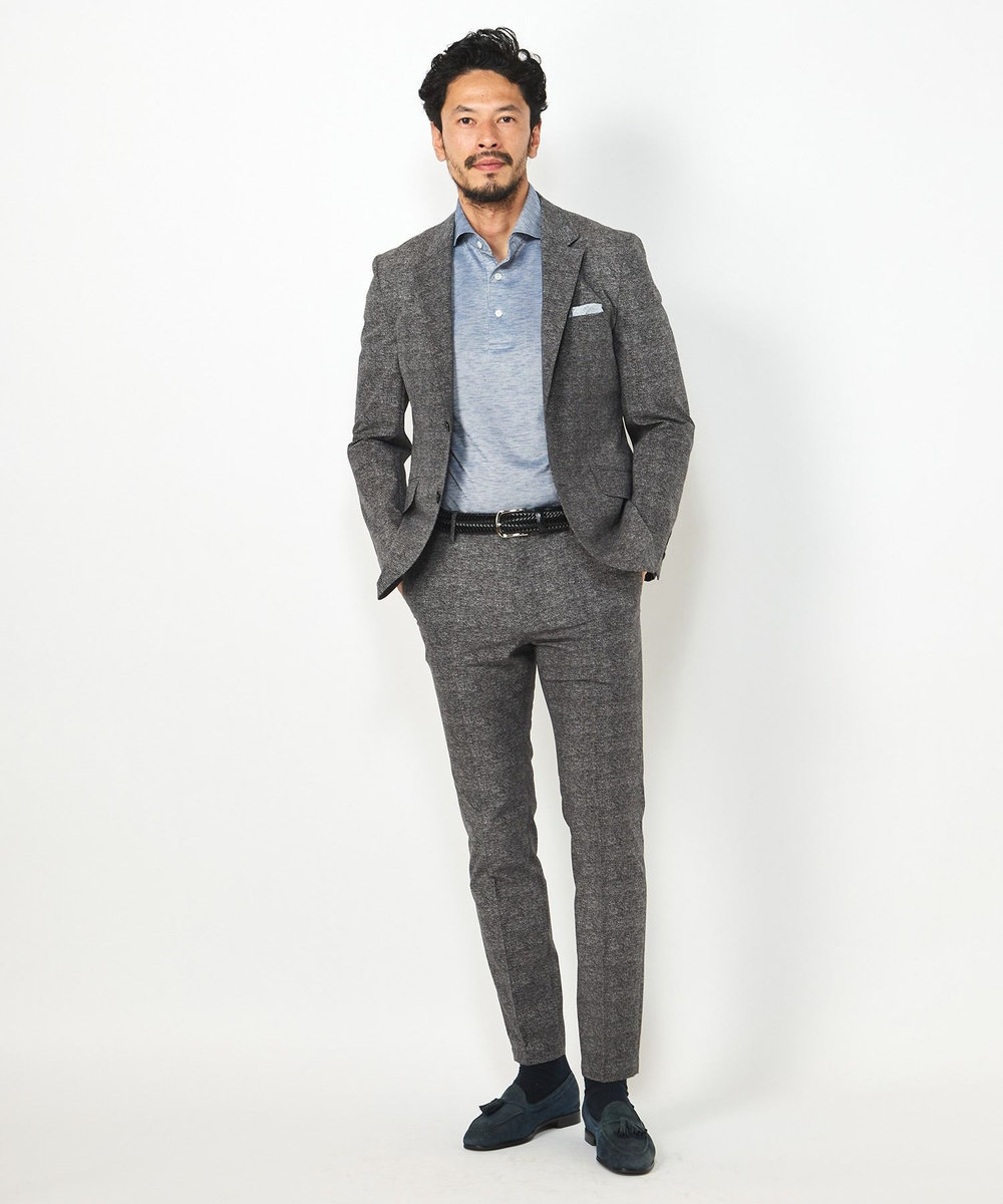 MEN'S BIGI 【ACTIVE TAILOR】COOL DOTSメランジプリントスラックス<セットアップ対応> ブラック