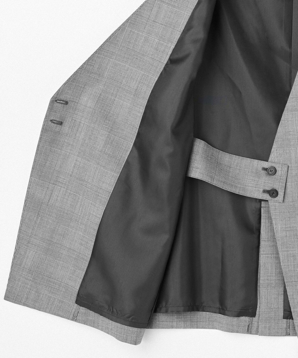 L'EQUIPE Lサイズ（大きいサイズ） 【大きいサイズ】ストレッチグレンチェックロングジレ ブラック系その他