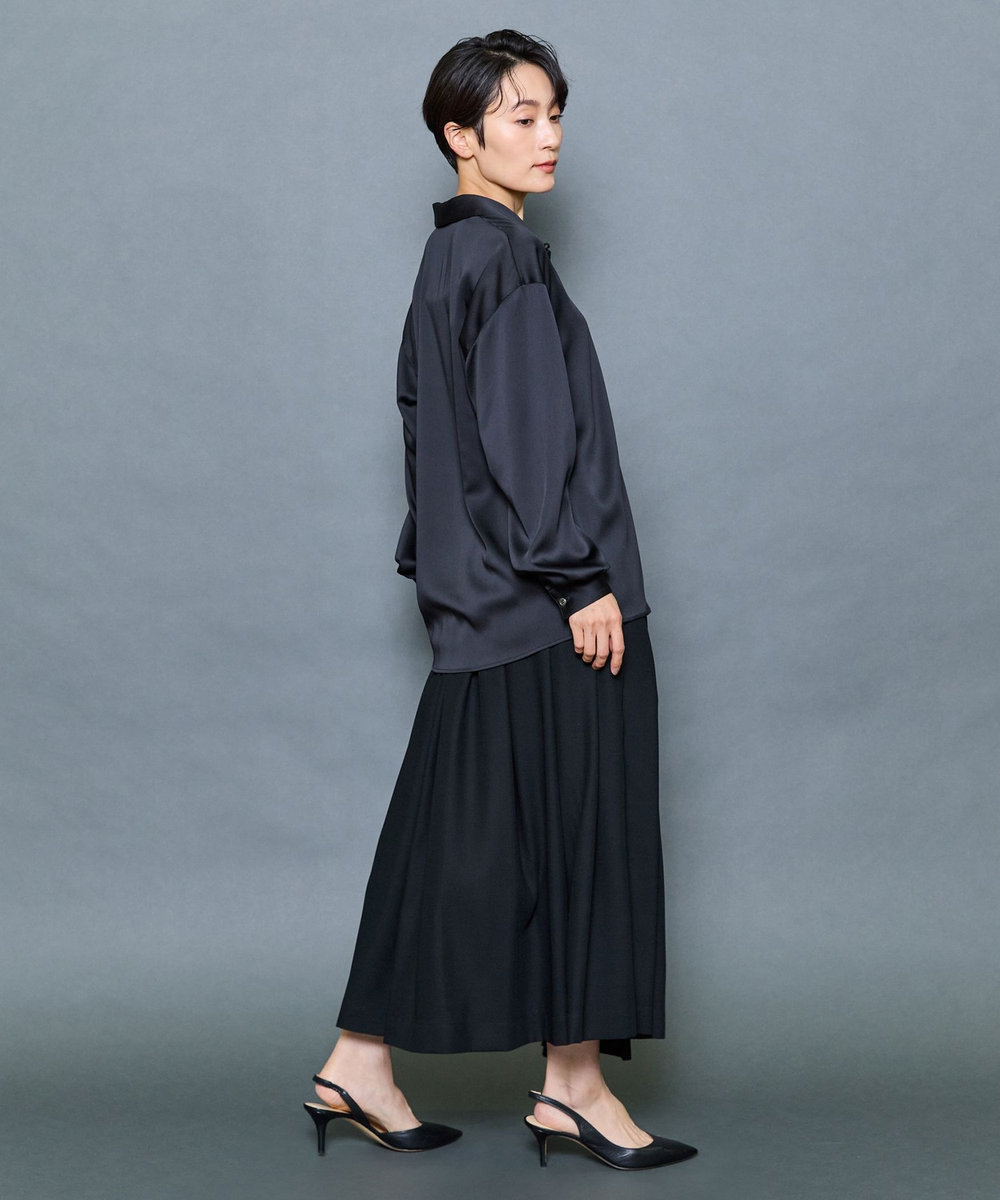 MOGA Collection MOGA Collection ドレープサテンブラウス ブラック