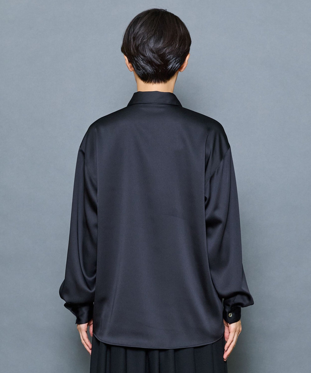 MOGA Collection MOGA Collection ドレープサテンブラウス ブラック