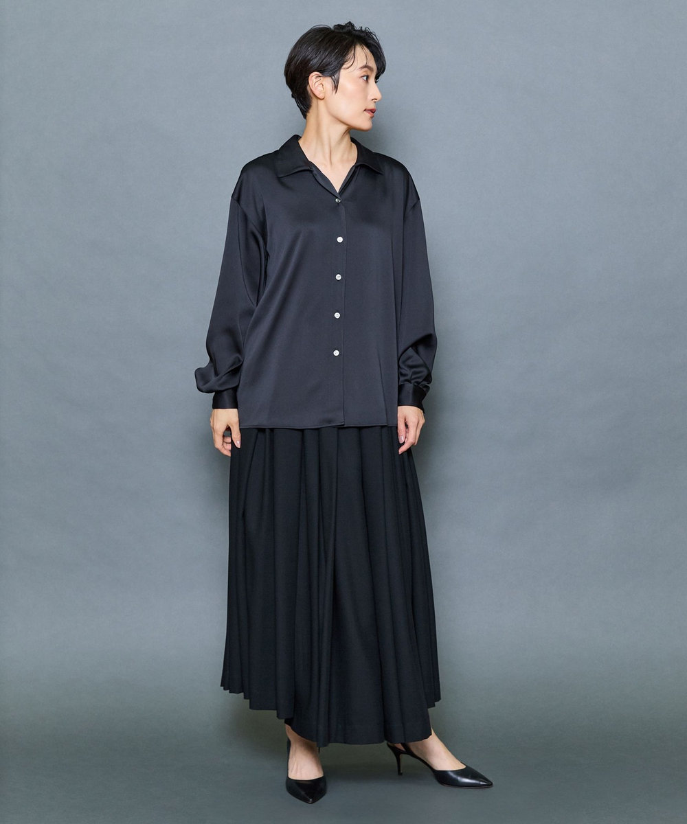 MOGA Collection MOGA Collection ドレープサテンブラウス ブラック
