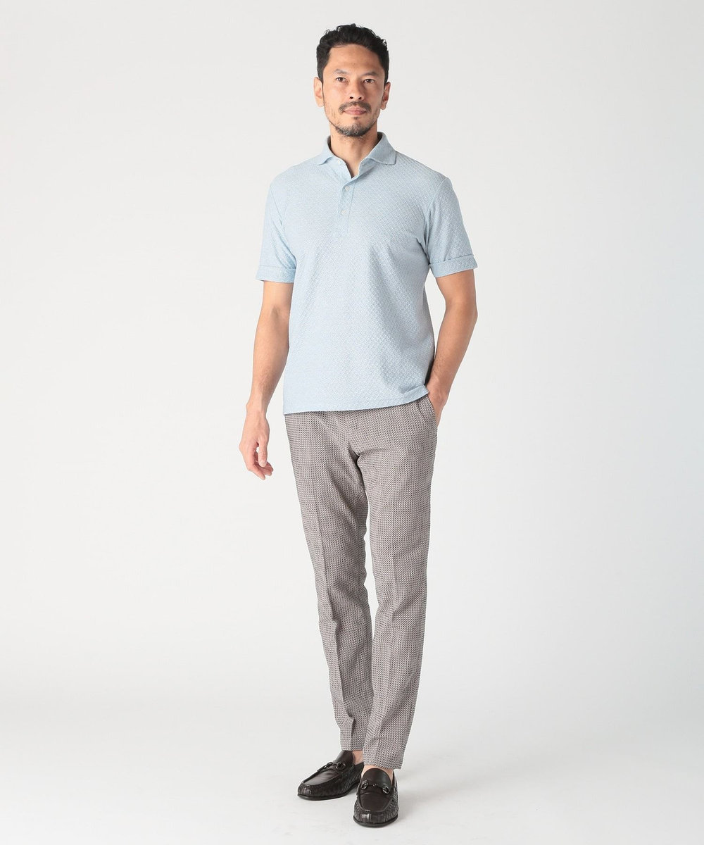 MEN'S BIGI シャーリングジャカードポロシャツ ブルー