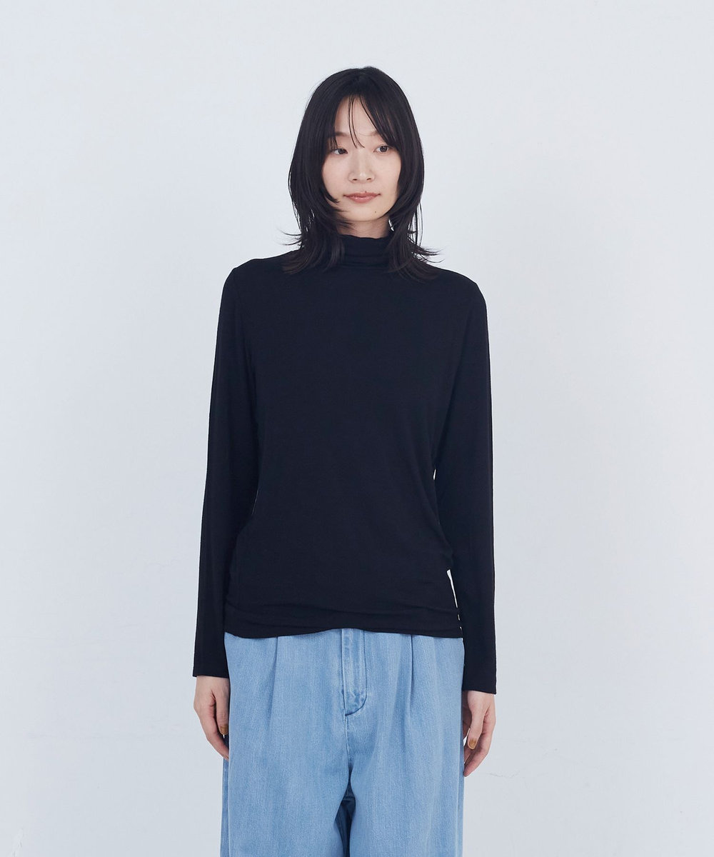ADIEU TRISTESSE ガーゼベア天竺タートルネックカットソープルオーバー ブラック