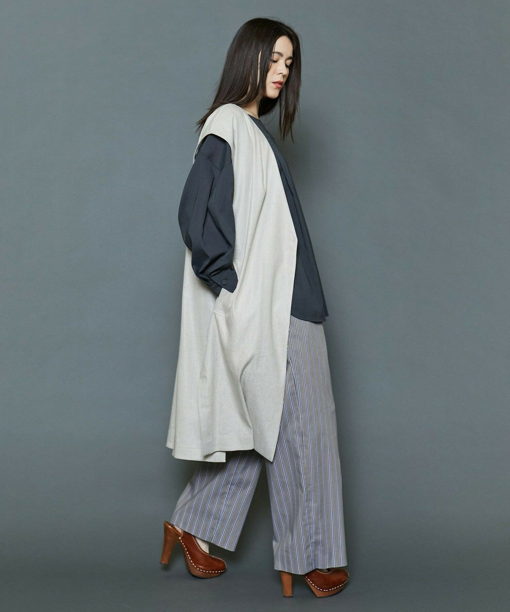 MOGA Collection [MOGA Collection]ハイパーストレッチリネンロングジレ ベージュ
