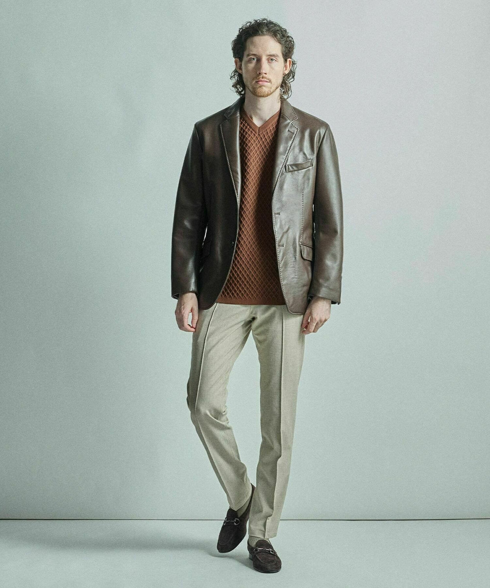 MEN'S BIGI シープレザーテーラードジャケット ブラウン
