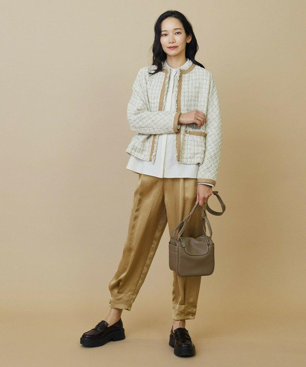 L'EQUIPE アセテートダブルサテンパンツ キャメル