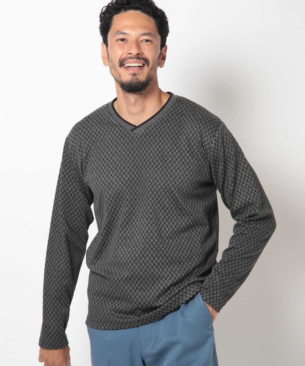 MEN'S BIGI フクレジャカードVネックカットソー グレー系その他