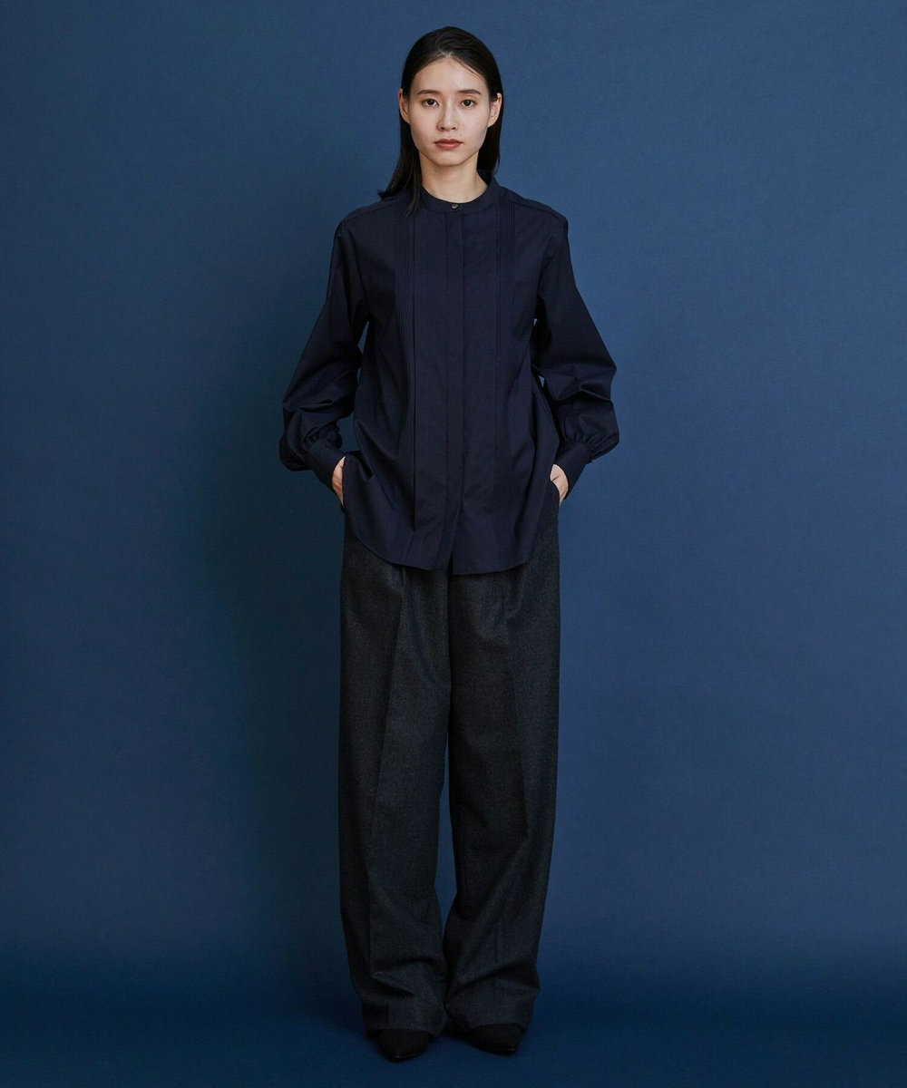 L'EQUIPE COUTURIER ウールカシミヤストレートパンツ チャコールグレー